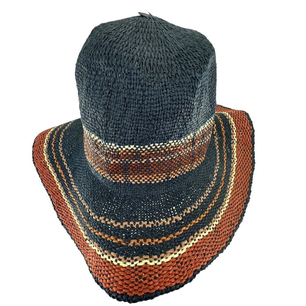 NWOT Hat Attack Multi-Stripe Pattern Bucket Hat Beachy Vacation 100% Paper - Picture 6 of 8